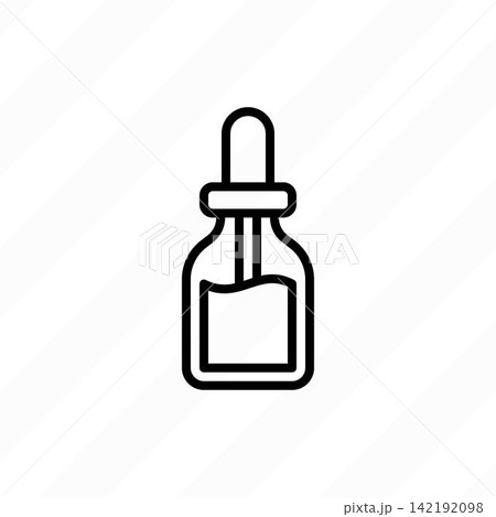 Dropper: bottle with pipette thin line icon. Beauty essence, serum or essential oil. Modern vector illustration for beauty shop. Dropper: bottle with pipette thin line icon. Beauty essence, serum or essential oil. Modern vector illustration for beauty shop. 142192098