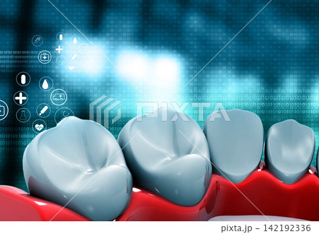 Human teeth on medical background Human teeth on medical background 142192336