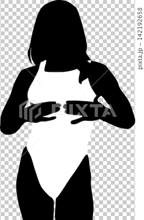 水着を着た女性のシルエットイラスト 142192658