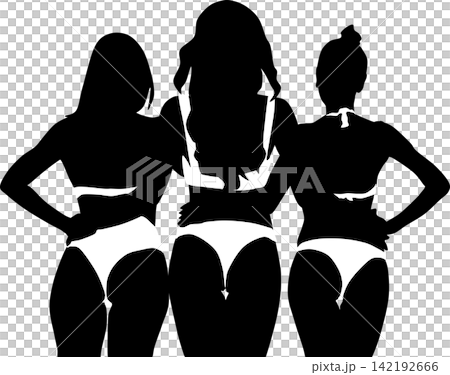 水着を着た女性のシルエットイラスト 水着を着た女性のシルエットイラスト 142192666