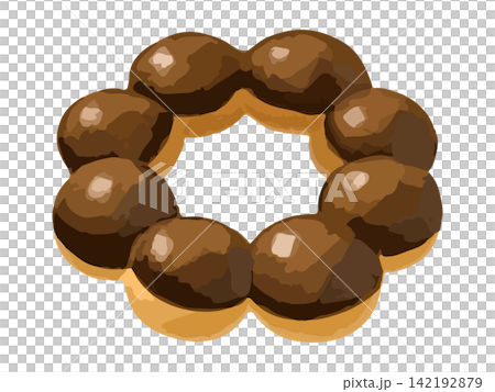 Chocolate-flavored mochi donut Chocolate-flavored mochi donut 142192879