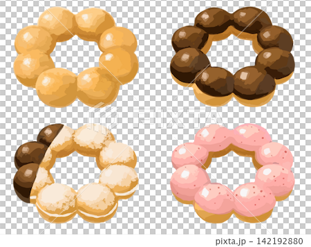 Mochi Donut Set (Plain, Chocolate, Strawberry, Cream & Chocolate) Mochi Donut Set (Plain, Chocolate, Strawberry, Cream & Chocolate) 142192880