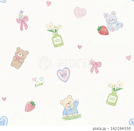 Large set of soft pastel baby floral and cute nursery seamless pattern swatches 142194330