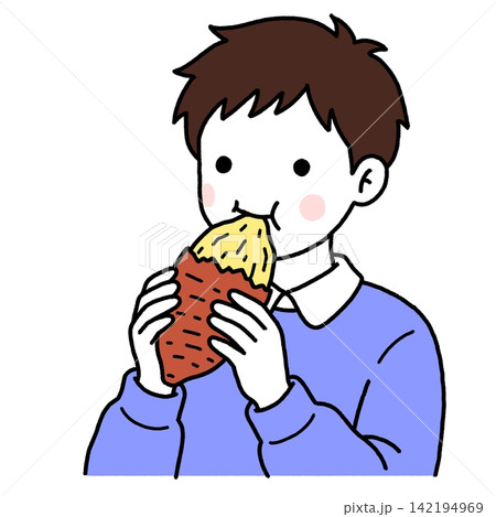 焼き芋を食べる少年 焼き芋を食べる少年 142194969