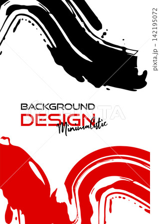 Black red ink brush stroke on white background. Japanese style. Vector illustration grunge stains. Brushes illustration. 142195072