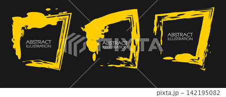 Vector ink shapes set. Yellow square elements collection. Rectangle brush stroke. Vector ink shapes set. Yellow square elements collection. Rectangle brush stroke. 142195082