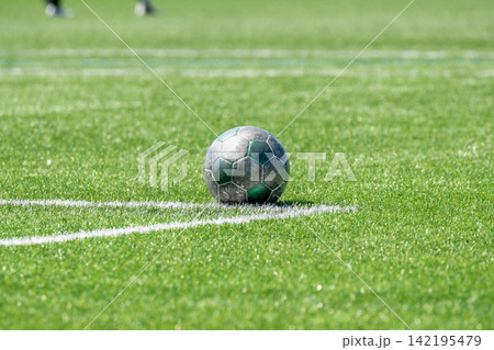 芝生に転がるサッカーボール 芝生に転がるサッカーボール 142195479