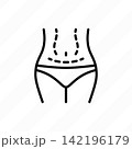Liposuction thin line icon: abdominal plastic surgery. Vector illustration. 142196179