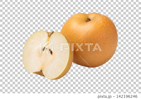 PNG image of a cut-out Hosui pear and a cross-section of a pear cut in half. PNG image of a cut-out Hosui pear and a cross-section of a pear cut in half. 142196246