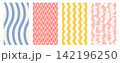 Abstract backgrounds with wavy and zigzag lines. Colorful trendy backdrop set 142196250