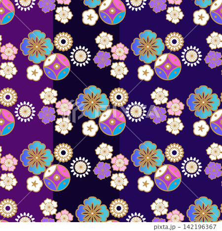 Art japanese modern seamless pattern flowers for vintage kimono, fabric, paper, wallpaper, cover 142196367