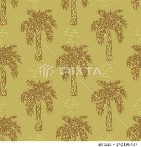 Hand-drawn abstract palm tree colorful seamless pattern Hawaiian ethnic boho print Vector Hand-drawn abstract palm tree colorful seamless pattern Hawaiian ethnic boho print Vector 142196437