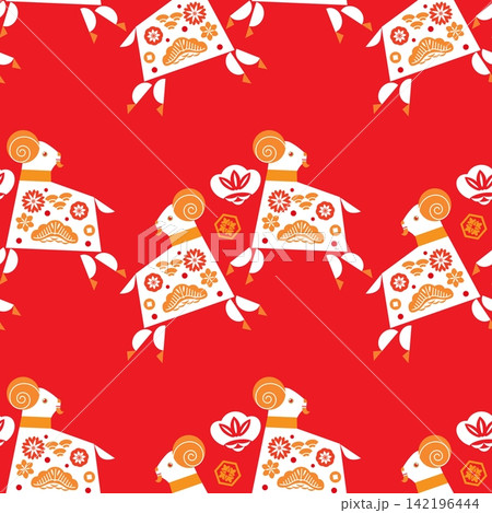 Happy Chinese New Year 2027, Zodiac sign, lunar new year of the Goat Border seamless pattern Vector template zodiac symbol animal mascot icon illustration Happy Chinese New Year 2027, Zodiac sign, lunar new year of the Goat Border seamless pattern Vector template zodiac symbol animal mascot icon illustration 142196444