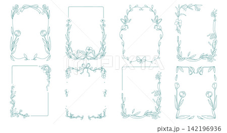 Vintage coquette frame with flowers and ribbon bow Vintage coquette frame with flowers and ribbon bow 142196936