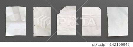 Realistic white paper sheets with folded texture 142196945