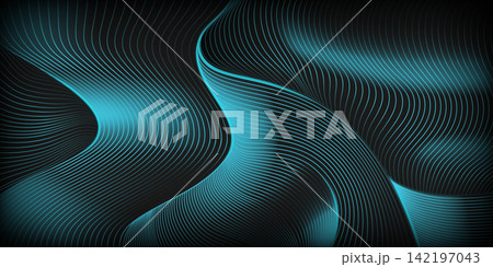 Abstract tech background with green wave pattern 142197043