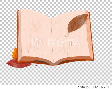 An illustration of fallen leaves and an open red book. An illustration of fallen leaves and an open red book. 142197704