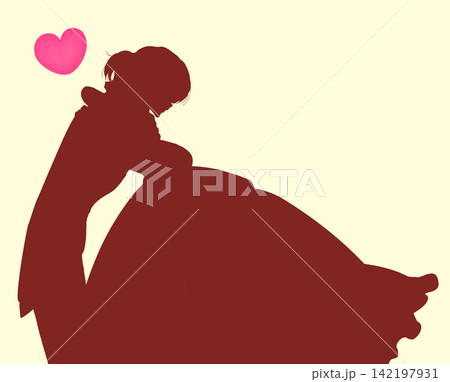 抱き合う王子様とお姫様　シルエット 142197931