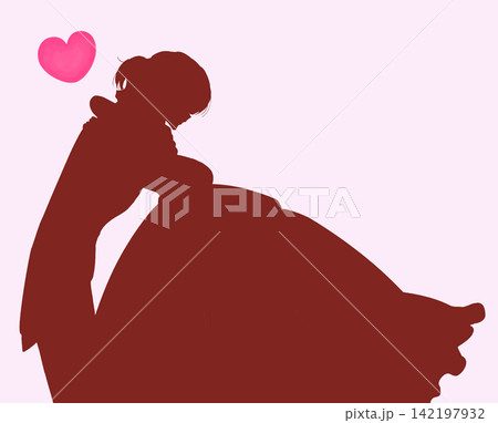 抱き合う王子様とお姫様 シルエット 抱き合う王子様とお姫様 シルエット 142197932