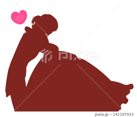 抱き合う王子様とお姫様 シルエット 抱き合う王子様とお姫様 シルエット 142197933