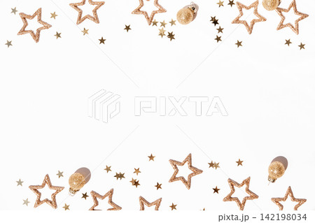 Golden Christmas Star Frame with Copy Space 142198034