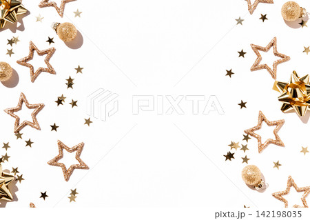 Golden Christmas Star Frame with Copy Space Golden Christmas Star Frame with Copy Space 142198035