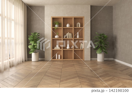 Mid century style conceptual dopamine interior room 3d illustration 142198100
