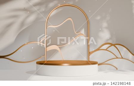 chinese display stand white for cosmetic product on background and decoration chinese style. 3d rendering 142198148