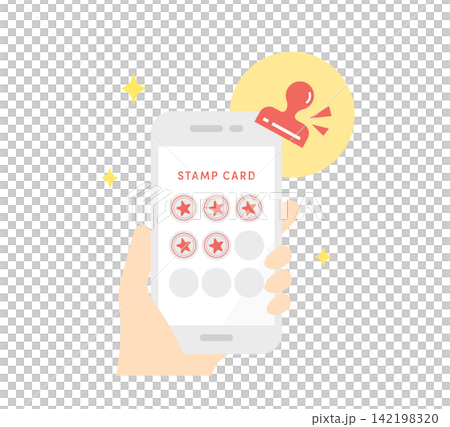Vector illustration of a smartphone displaying a stamp card app (Store visit benefits/Membership card) Vector illustration of a smartphone displaying a stamp card app (Store visit benefits/Membership card) 142198320