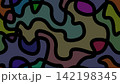 Seamless abstract pattern featuring colorful organic shapes with bold black outlines. Ideal for backgrounds, textiles, banners, and digital design projects. 142198345