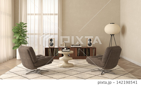 Mid century style dopamine interior room Mid century style dopamine interior room 142198541