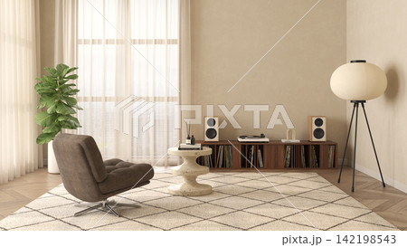 Mid century style dopamine interior room Mid century style dopamine interior room 142198543