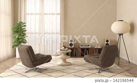 Mid century style dopamine interior room Mid century style dopamine interior room 142198544