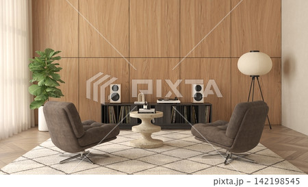 Mid century style dopamine interior room Mid century style dopamine interior room 142198545