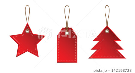 set of red christmas paper tag labels isolated vector illustration set of red christmas paper tag labels isolated vector illustration 142198728