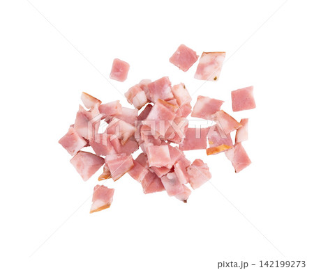 pieces of sausage isolated 142199273