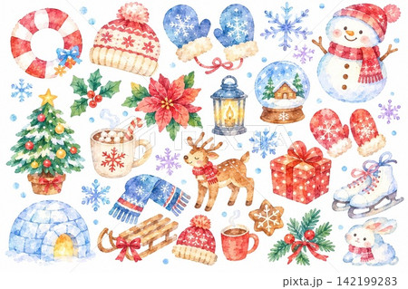 可愛いクリスマスのイラスト 142199283