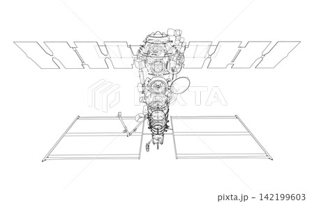 detailed illustration of a spacecraft in flight detailed illustration of a spacecraft in flight 142199603