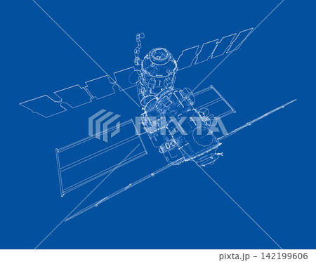 blueprint of a space station. Vector blueprint of a space station. Vector 142199606