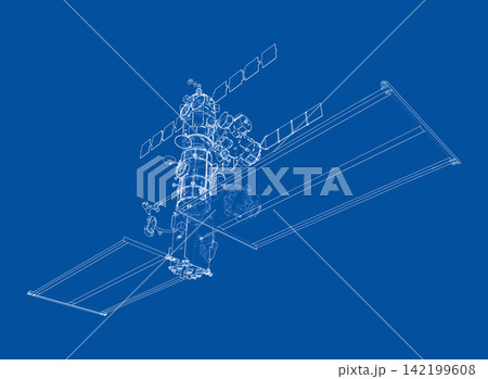 blueprint of a space station. Vector blueprint of a space station. Vector 142199608