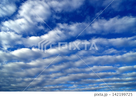 Beautiful blue sky with cirrus clouds on a sunny day 142199725