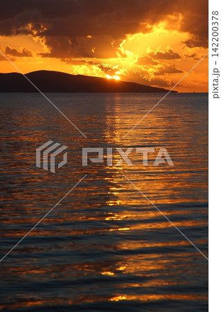 Seaside town of Turgutreis and spectacular sunsets Seaside town of Turgutreis and spectacular sunsets 142200378