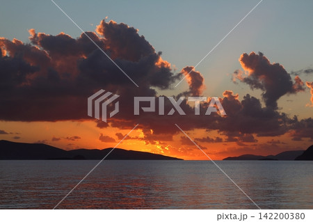 Seaside town of Turgutreis and spectacular sunsets Seaside town of Turgutreis and spectacular sunsets 142200380