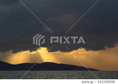 Seaside town of Turgutreis and spectacular sunsets Seaside town of Turgutreis and spectacular sunsets 142200480