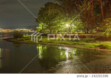 夜の膳所城跡公園　滋賀県大津市 142201396