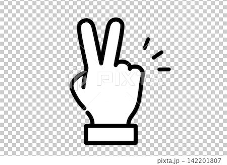 Icon illustration of a hand making a peace sign, with sleeves. Icon illustration of a hand making a peace sign, with sleeves. 142201807