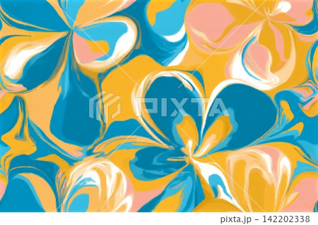 A vibrant summer marble vector illustration with seamless, floral abstract pattern and tropical colors. Perfect for backgrounds, marketing, and modern design projects. A vibrant summer marble vector illustration with seamless, floral abstract pattern and tropical colors. Perfect for backgrounds, marketing, and modern design projects. 142202338