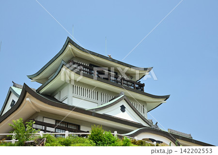 青空を背景にした小牧山歴史館（小牧山城）2 142202553