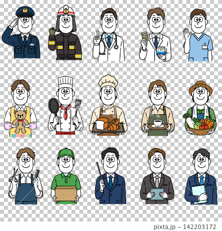 Illustration set of working men, occupations, and jobs ① Illustration set of working men, occupations, and jobs ① 142203172