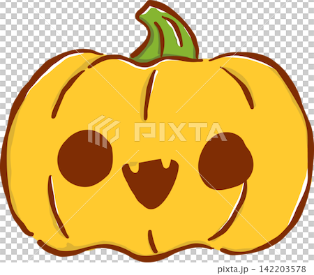 Kawaii Yellow Halloween Pumpkin Hand Drawn Illustration Kawaii Yellow Halloween Pumpkin Hand Drawn Illustration 142203578